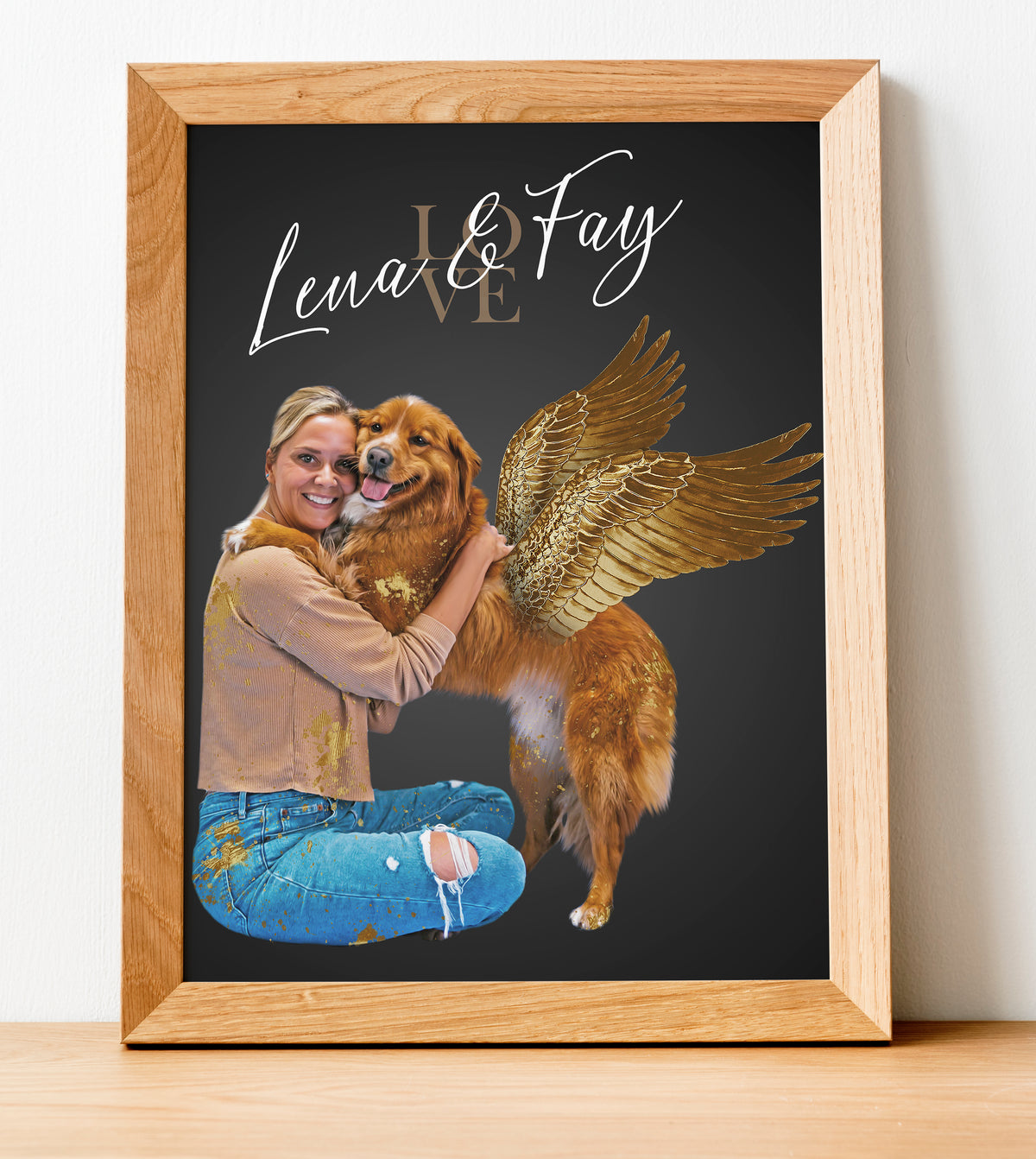 Golden Wings Artwork Pet custom Pet Artwork Pet portriat-Furrandcrown